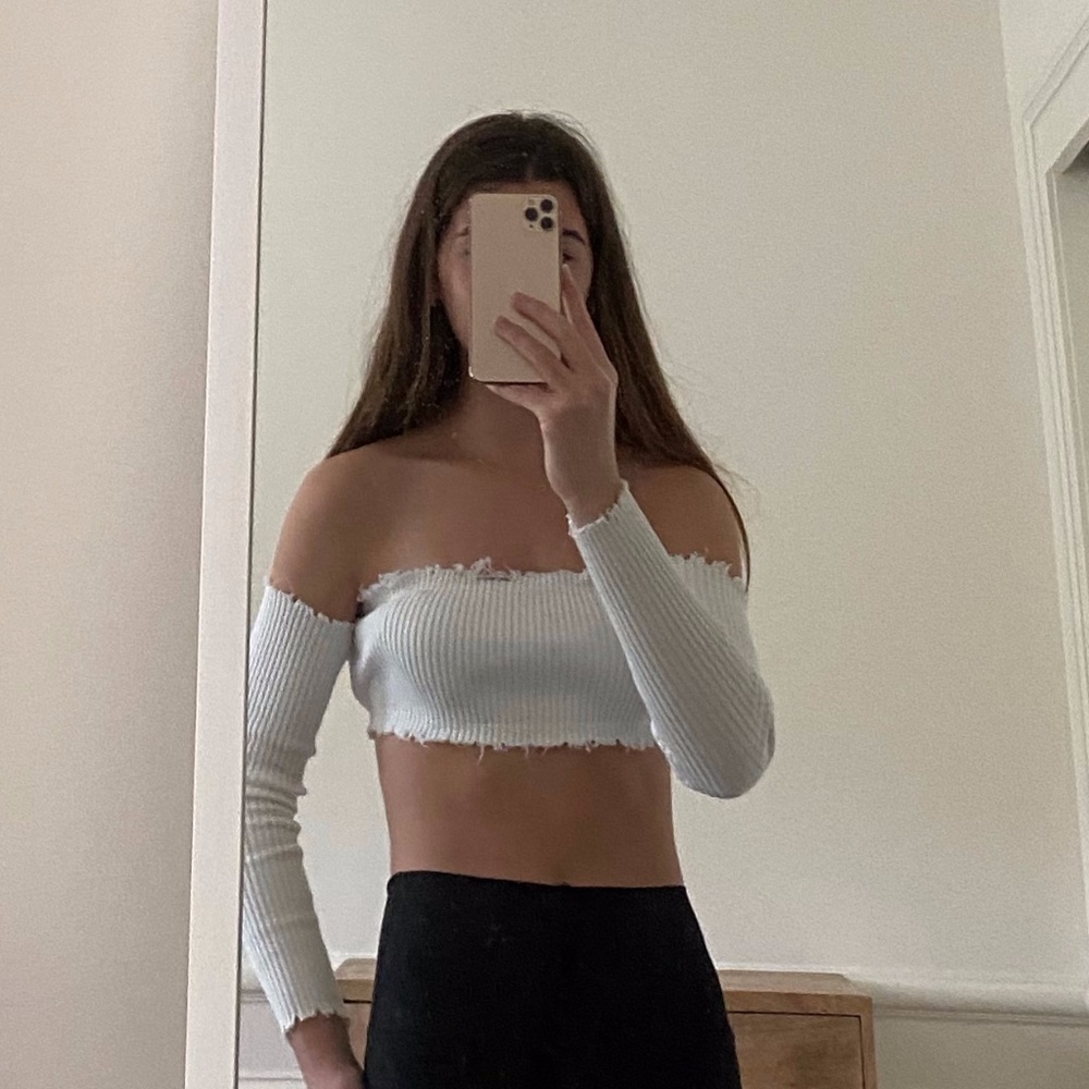 Cropped white off the shoulder top
